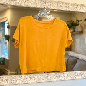 Lululemon Cates T-shirt Cropped Short Sleeves Orange Gold Women's Top 6
